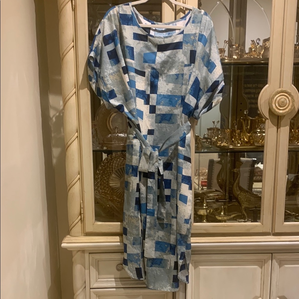 SHEIN  Dress Abstract Blue Patterned Dress